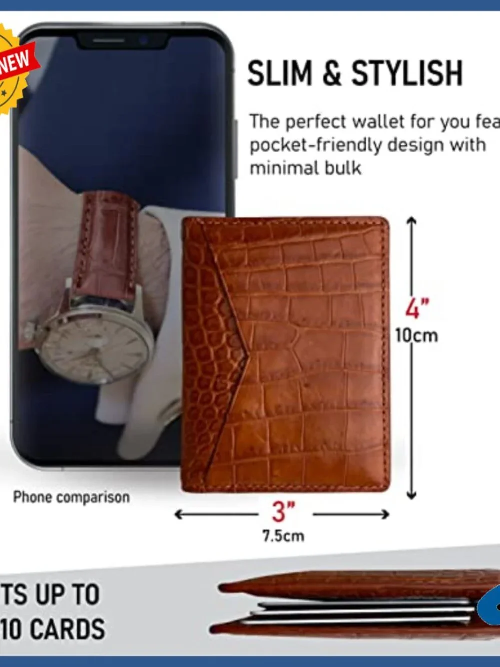 Men's RFID Blocking Alligator Leather Bifold Wallet Slim Card Holder Gift